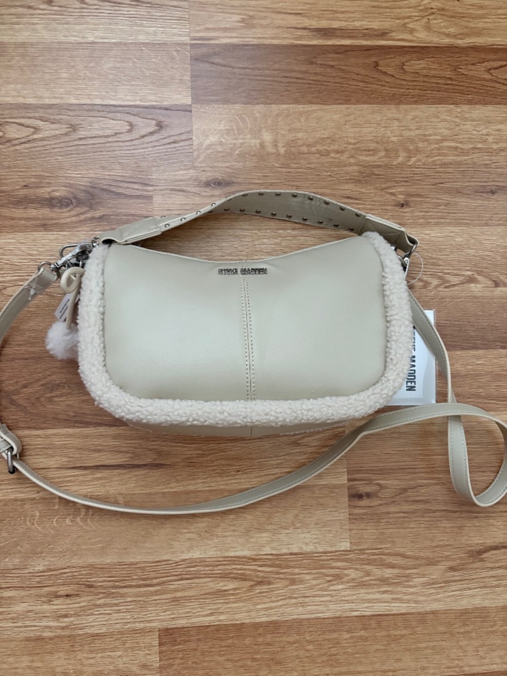 NWT Steve Madden BCLAUDIE Women’s Shoulder/Crossbody Bag with Faux Shearling Tri